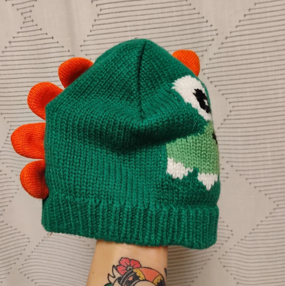 Green Dinosaur Alligator Knit Beanie for Kids Winter Hat Baby Boy